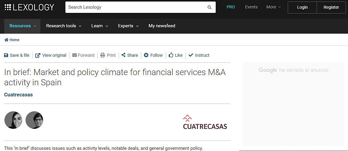 In brief: Market and policy climate for financial services M&A activity in Spain
